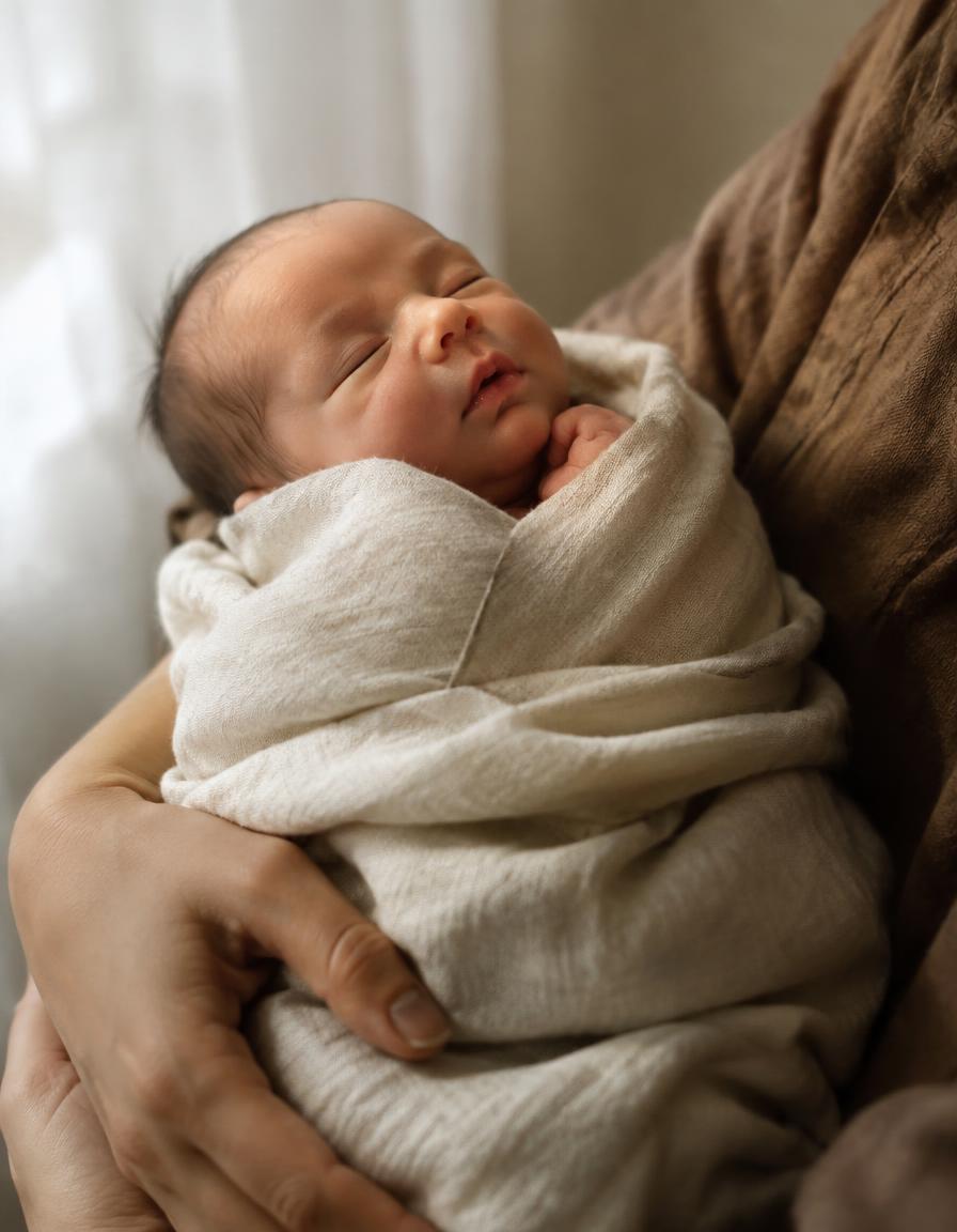 Newborn wrapped in linen